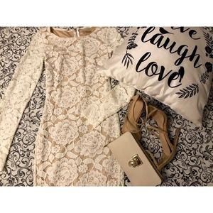 WHITE MIDI LACE DRESS